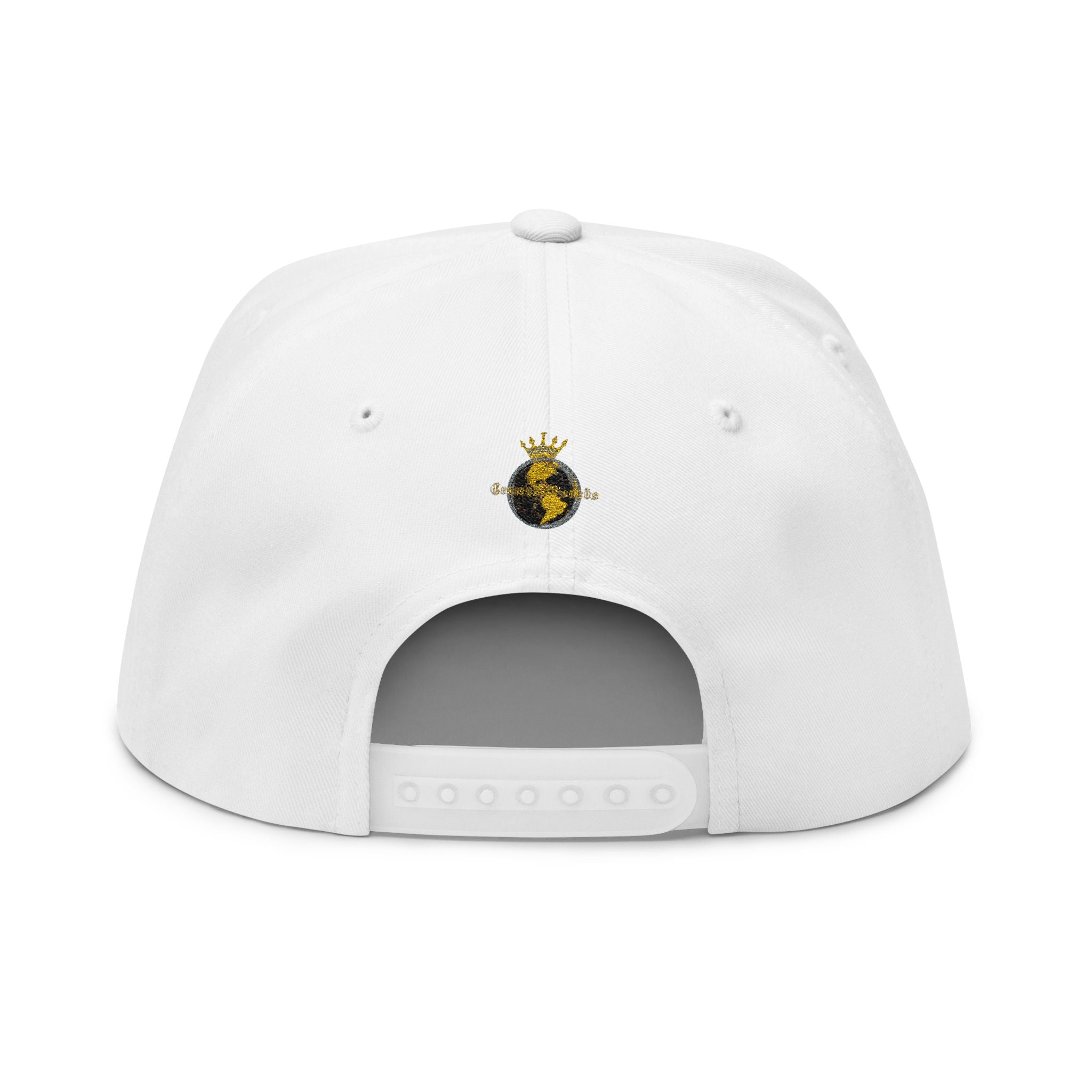 Crowned Globe Embroidered Flat Bill Cap