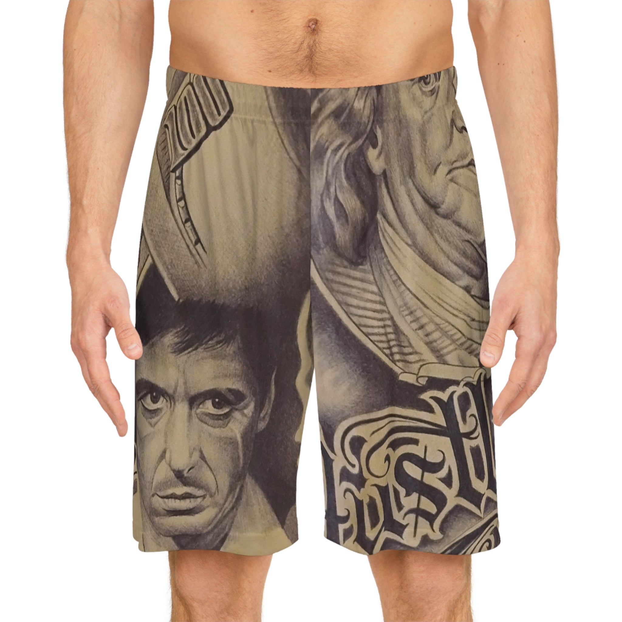 Tattoo Print Basketball Shorts