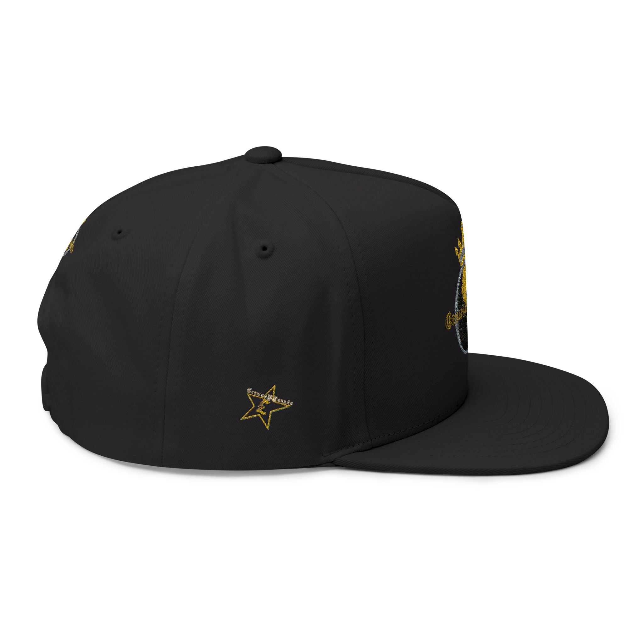 Crowned Globe Embroidered Flat Bill Cap
