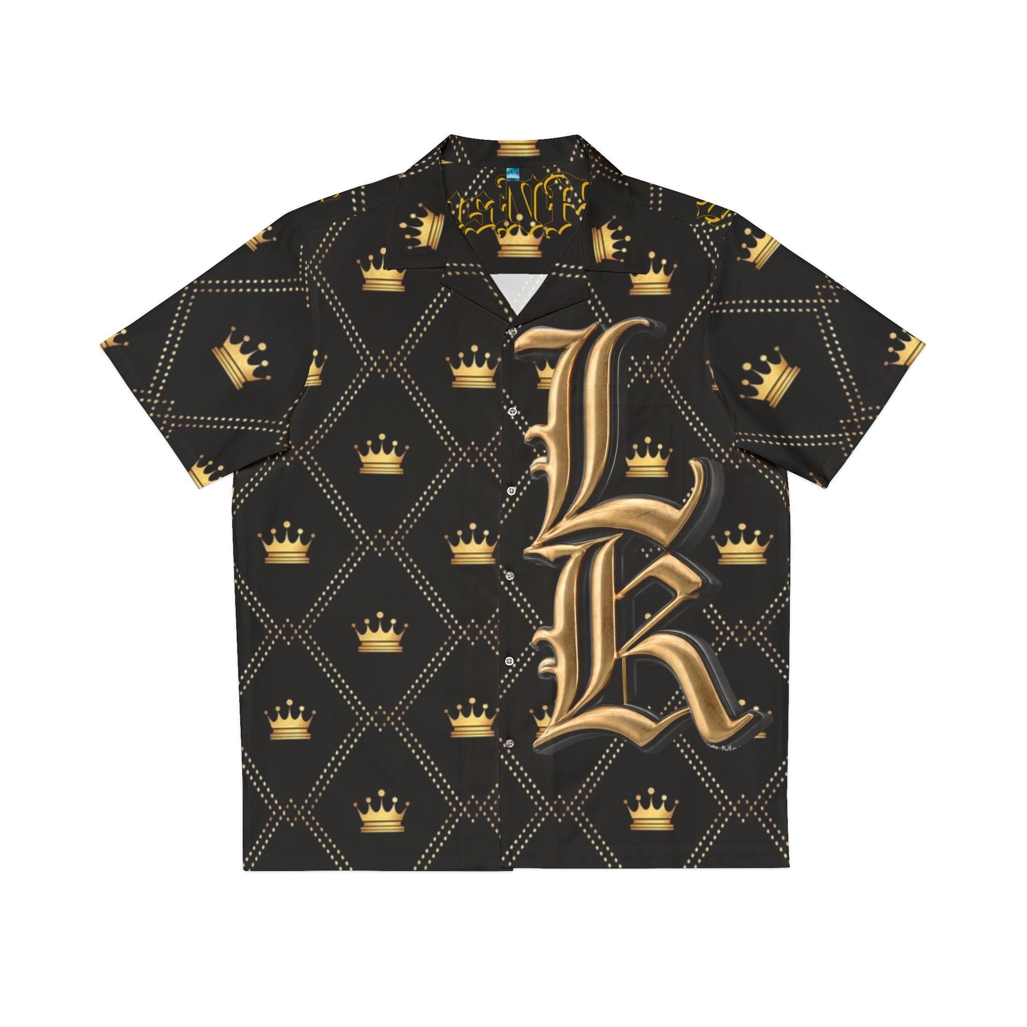 Latin Kings Crown Hawaiian Shirt — Black & Gold AOP Button-Up