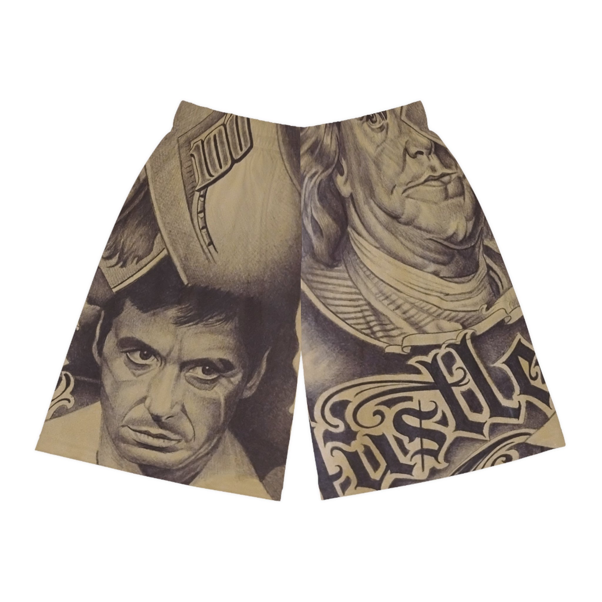 Tattoo Print Basketball Shorts