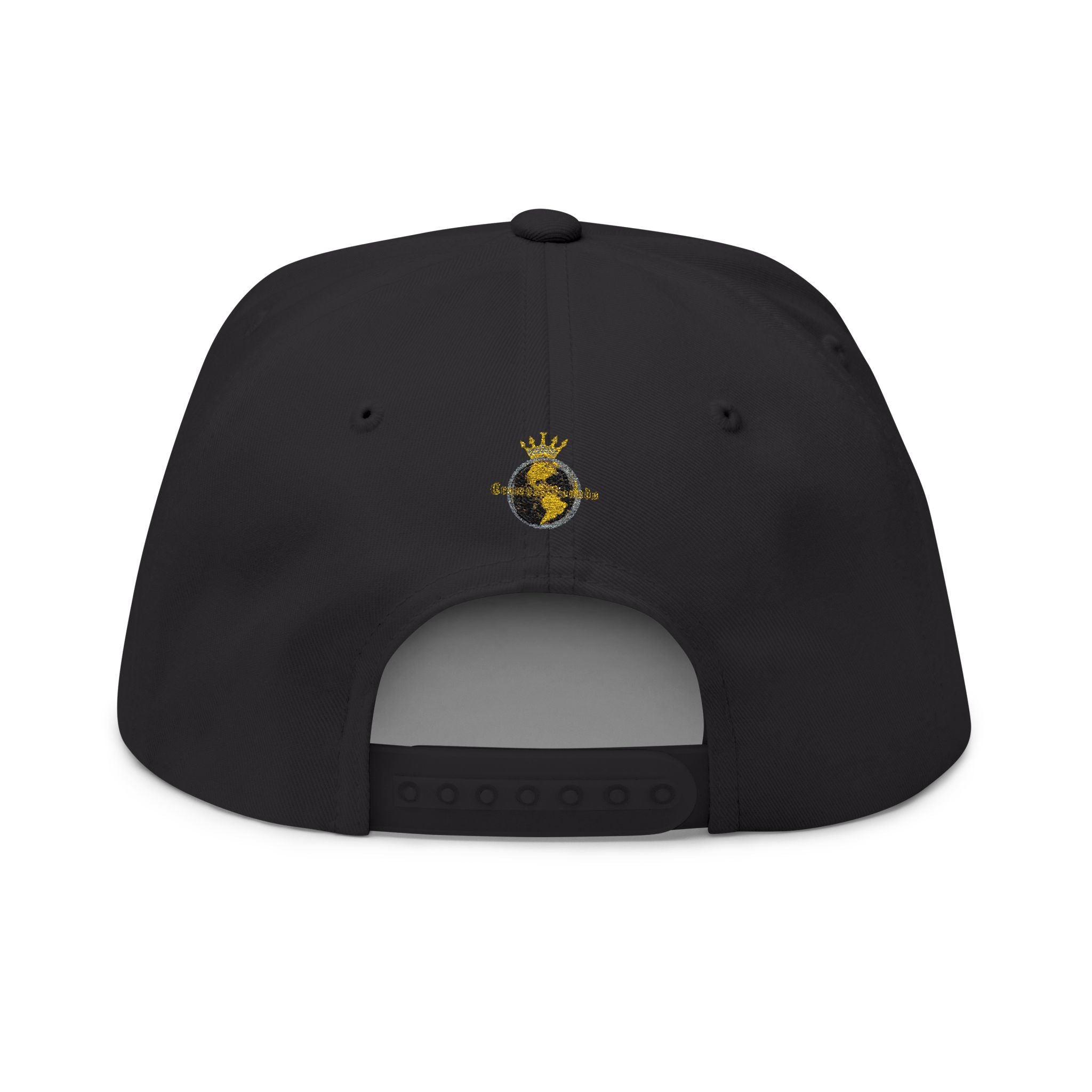 Crowned Globe Embroidered Flat Bill Cap