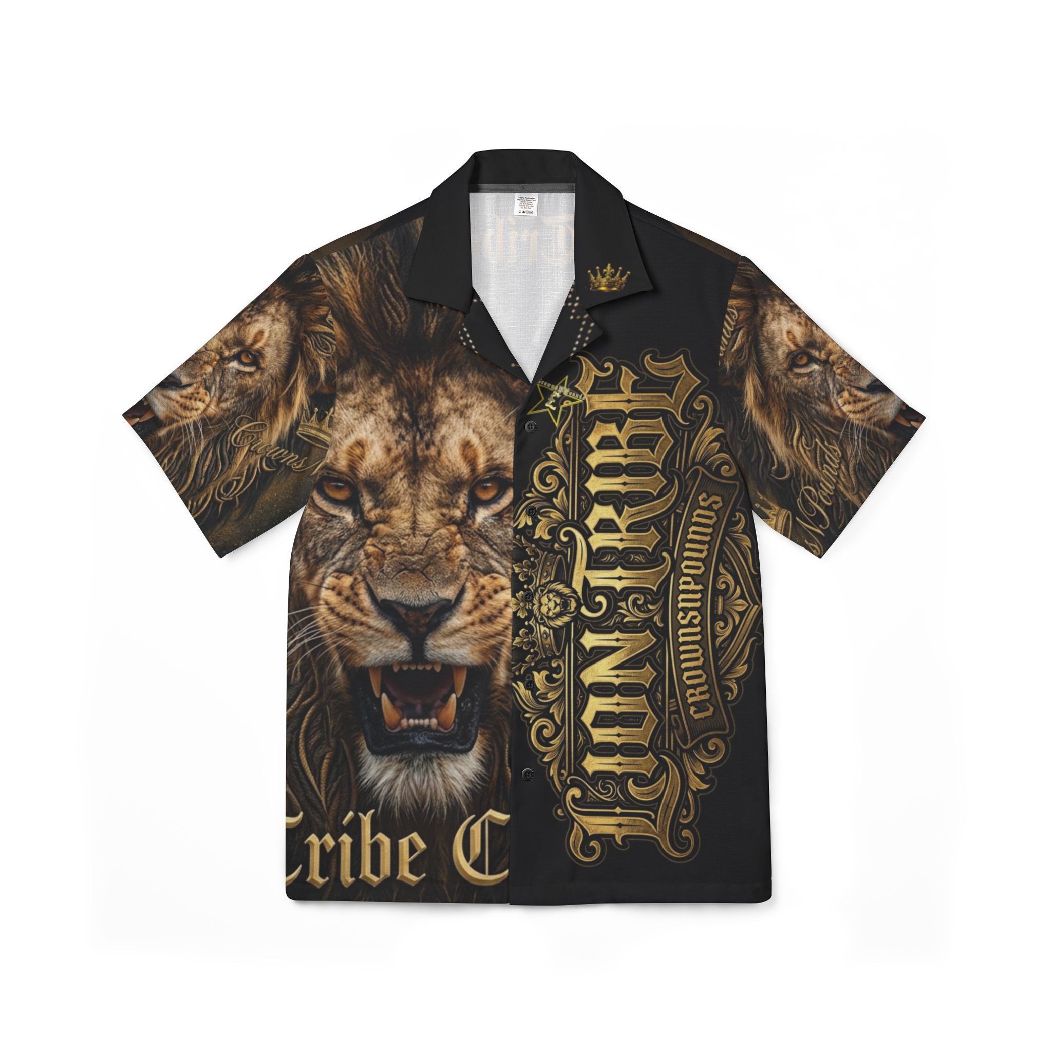 Lion Tribe Hawaiian Shirt — Bold Roaring Lion Graphic Camp Shirt