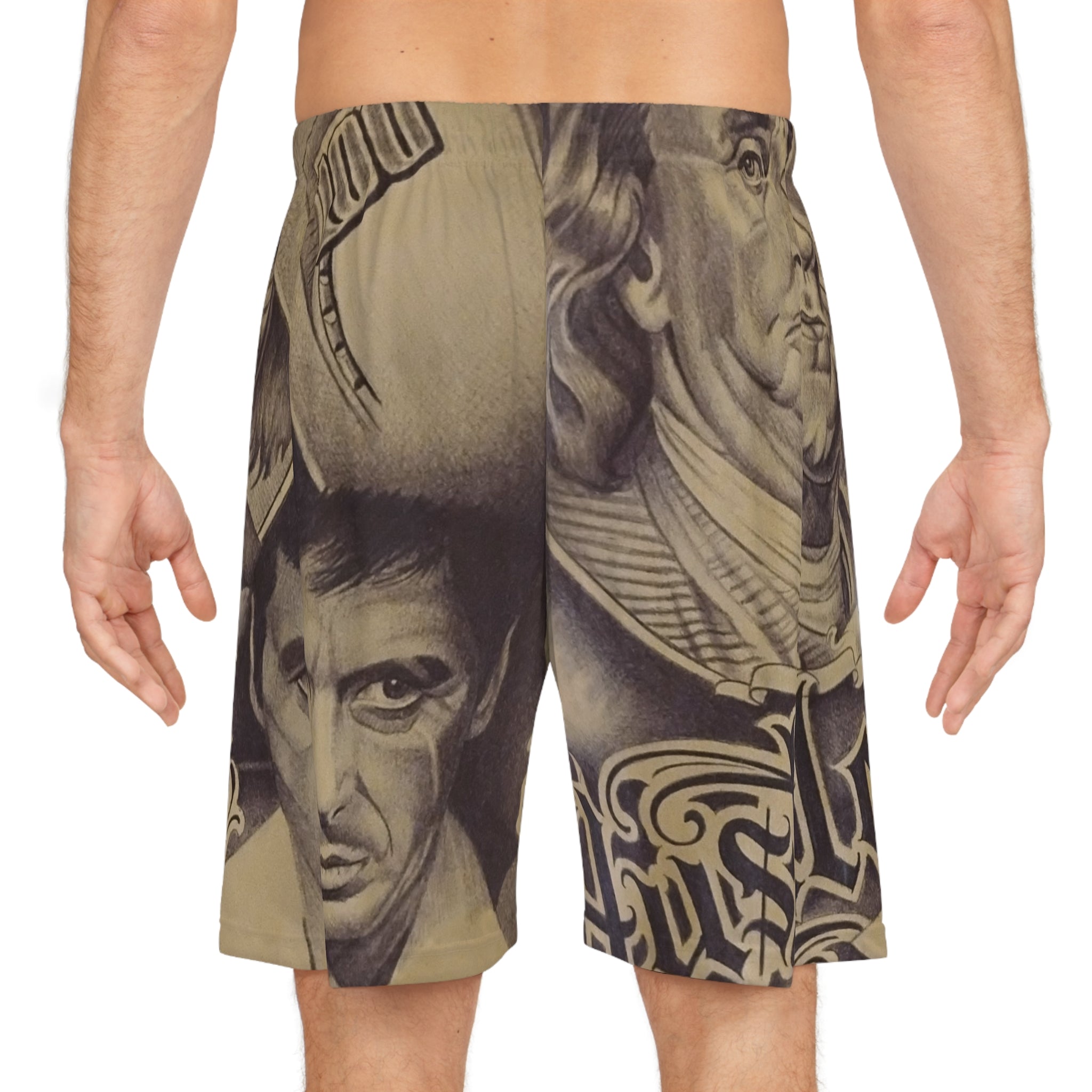 Tattoo Print Basketball Shorts