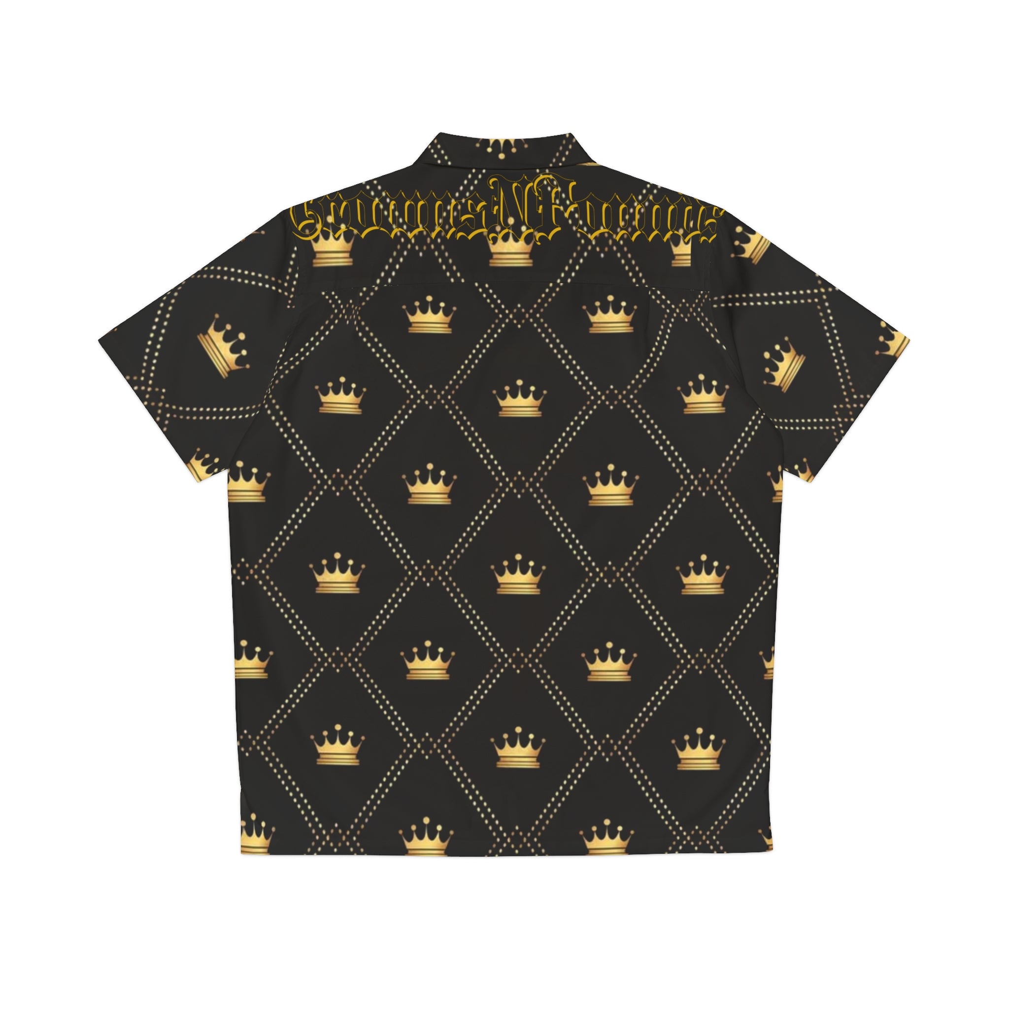 Latin Kings Crown Hawaiian Shirt — Black & Gold AOP Button-Up