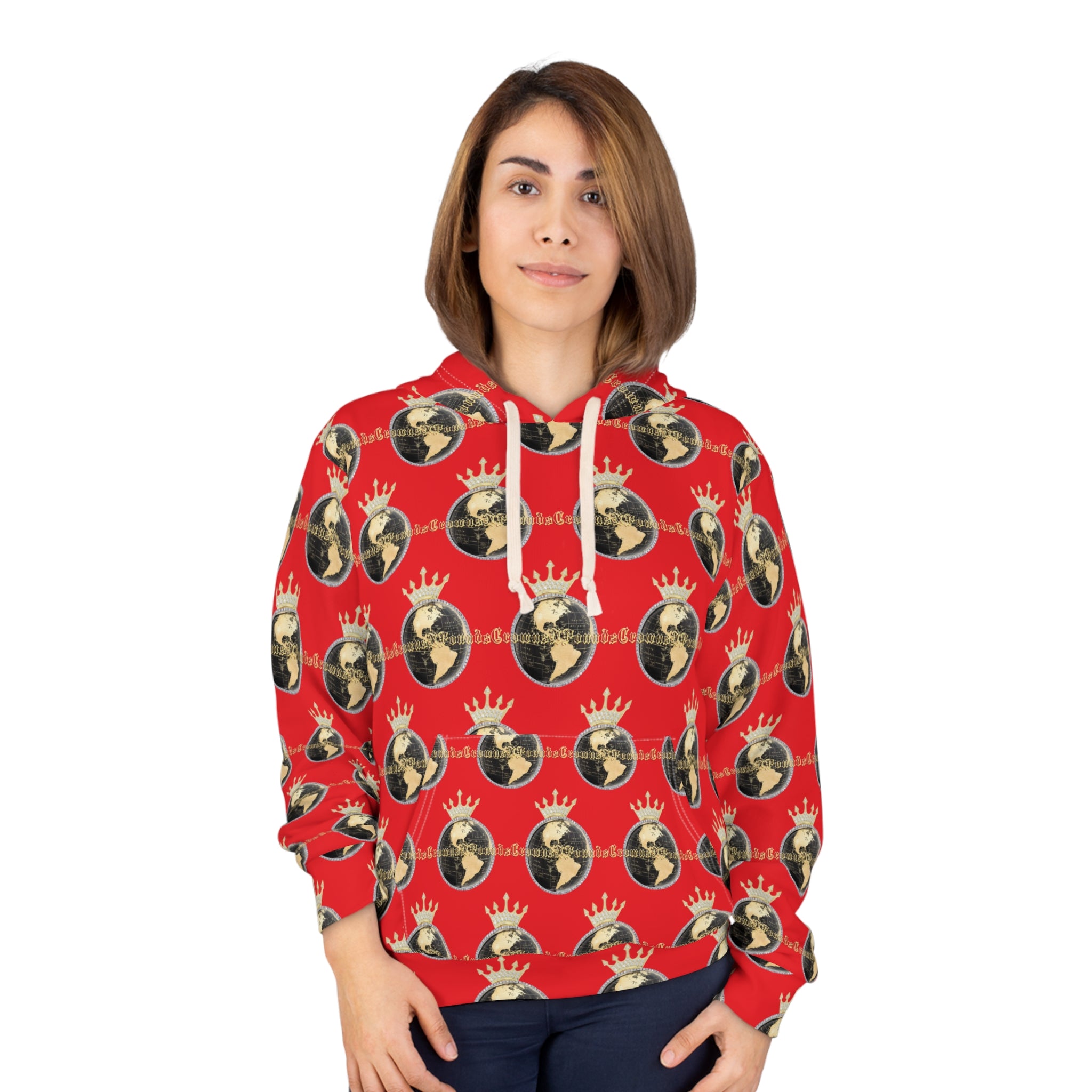 Crowned All Over Hoodie — Red Sweatshirt
